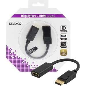 Deltaco DP-HDMI23-K Displayport naar HDMI adapter Kabel 4K UHD met audio en 3D ondersteuning