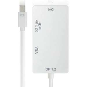 Dolphix Mini DisplayPort 1.2 naar HDMI, DVI en VGA adapter / wit - 0,15 meter