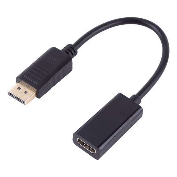 DisplayPort naar HDMI Adapter : DisplayPort M naar HDMI F (20 cm, zwart)