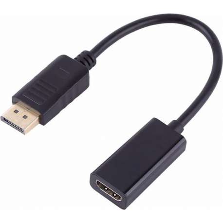DisplayPort naar HDMI Adapter : DisplayPort M naar HDMI F (20 cm, zwart)