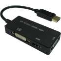 Value 12993153 video kabel adapter 0.1 m DisplayPort VGA + HDMI + DVI Black