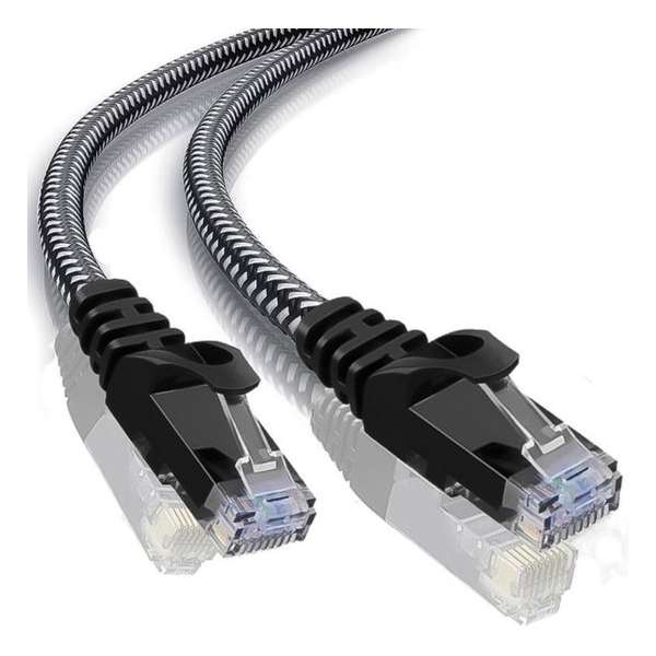 F/UTP kabel | Netwerk kabel | CAT 6 | Afgeschermd | Gevlochten mantel | CU kern | 0.25 meter | Allteq