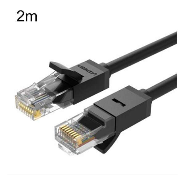 By Qubix internet kabel - 2m UGREEN serie CAT6 Rond Ethernet netwerk kabel (1000Mbps) - Zwart