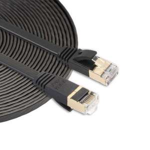 15m CAT7 Ultra dunne Flat Ethernet netwerk LAN kabel (1000Mbps) - Zwart