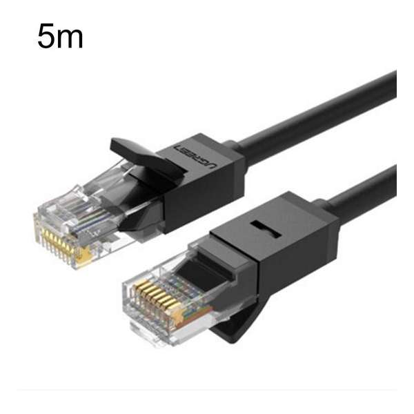 By Qubix internet kabel - 5m UGREEN serie CAT6 Rond Ethernet netwerk kabel (1000Mbps) - Zwart