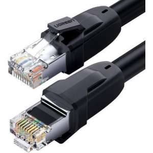 By Qubix internetkabel - 1,5m UGREEN serie - CAT8 Rond Ethernet LAN netwerk kabel (25Gbps) - Zwart