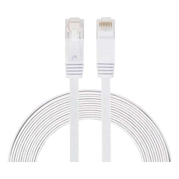 5M Ethernet Netwerk Kabel CAT6 | Gold Plated |  Wit / White |  Tot 1GBps | Platte RJ45 LAN Kabel| Premium Kwaliteit