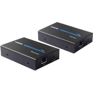 HDMI Extender (verzender & ontvanger) over een enkele UTP CAT5e/6 kabel  Verzend afstand: 120 meter (zwart)