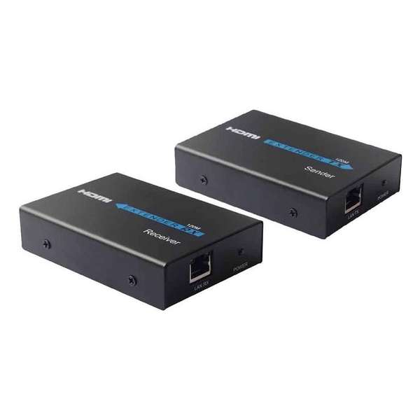 HDMI Extender (verzender & ontvanger) over een enkele UTP CAT5e/6 kabel  Verzend afstand: 120 meter (zwart)