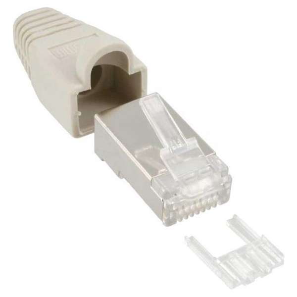 InLine RJ45 krimp connectoren voor F/UTP CAT6 netwerkkabel (flexibel) - 10 stuks / beige