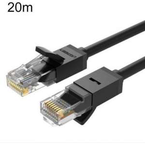 By Qubix internet kabel - 20m UGREEN serie CAT6 Rond Ethernet netwerk kabel (1000Mbps) - Zwart