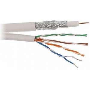 Combikabel / Coaxkabel / Coaxcombikabel Coax RG6 + UTP CAT5e kabel Geschikt voor CAI-TV en Satelliet 25meter