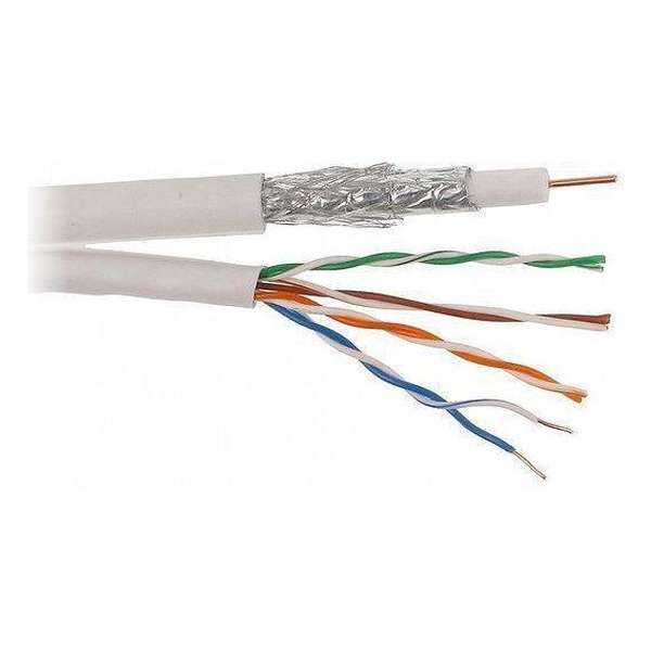 Combikabel / Coaxkabel / Coaxcombikabel Coax RG6 + UTP CAT5e kabel Geschikt voor CAI-TV en Satelliet 25meter