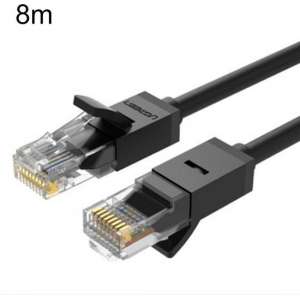 By Qubix internet kabel - 8m UGREEN serie CAT6 Rond Ethernet netwerk kabel (1000Mbps) - Zwart