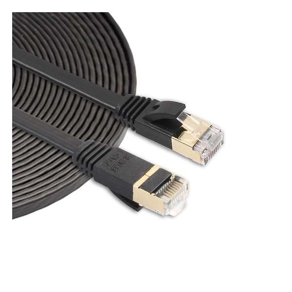 2M Ethernet Netwerk Kabel CAT7 | Gold Plated |  Black / Zwart |  Tot 10GBps |Snelle Platte RJ45 LAN Kabel| Premium Kwaliteit