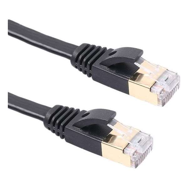 5M Ethernet Netwerk Kabel CAT6 | Gold Plated |  Zwart / Black  |  Tot 1GBps | Platte RJ45 LAN Kabel| Premium Kwaliteit