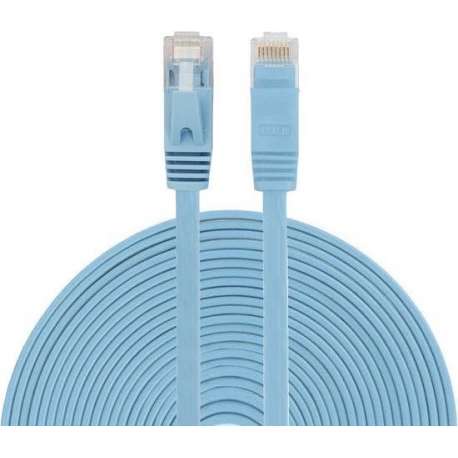 15m CAT6 Ultra dunne Flat Ethernet netwerk LAN kabel (1000Mbps) - Blauw