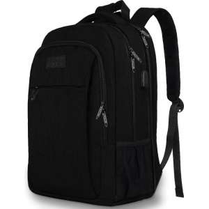 TravelMore Daily Carry XL Backpack - 17,3 inch Laptop Rugzak - Dames/Heren - 36L - Waterafstotend - Zwart