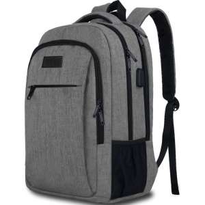 TravelMore Daily Carry Backpack - 15,6 inch Laptop Rugzak - Dames/Heren - 28L - Waterafstotend - Grijs