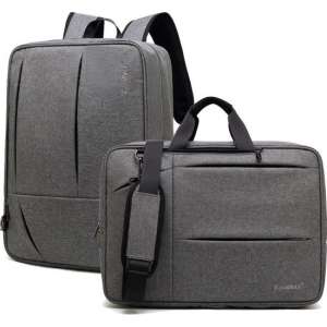 Laptoptas 2-in-1 voor 17.3 inch laptop - laptop rugtas / laptop schoudertas – grijs 2