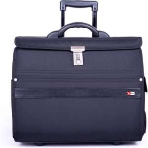 Hulshof Business Cases Pilotenkoffer Reiskoffer Dokterstas Laptoptas Trolley Nylon Zwart