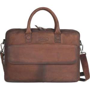 Sparwell tas - Lederen laptoptas 15,5 inch - Aktetas - Bruin