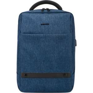 15 inch laptop rugzak met USB poort - middelbare schooltas - werktas - David Jones - blauw