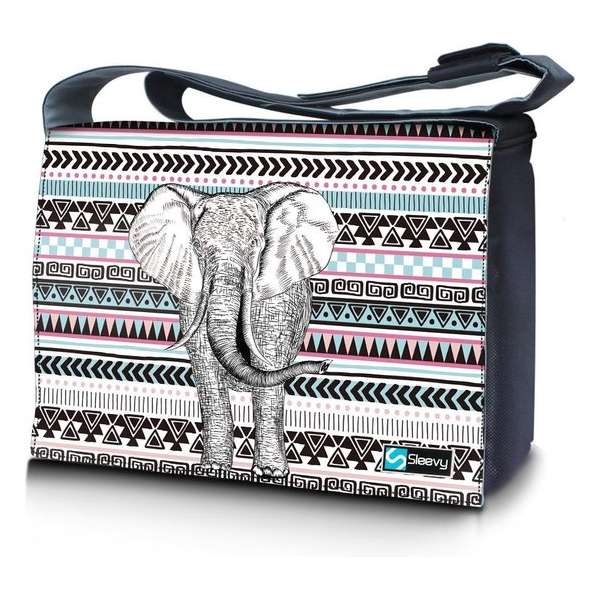 Messengertas / laptoptas 17,3 inch olifant en patroon - Sleevy - laptoptas - schooltas