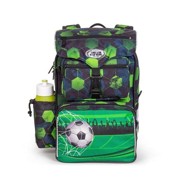 JEVA Beginners Football - Kinderrugzak met Gymtas en Drinkfles - Voetbal print