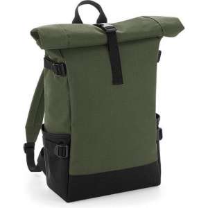 Block roll-top backpack, Kleur Olive Green/ Black