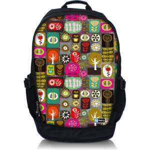 Sleevy 15,6 laptop rugzak kleurrijke symbolen - schooltas