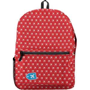 Vliegtuig patroon - Rugzak / Backpack / Schooltas - Rood - Voor Op Reis/Reizen/Vakantie/School