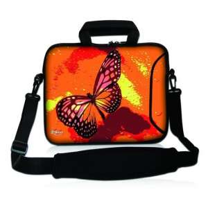 Sleevy 17,3 laptoptas oranje/roze vlinder