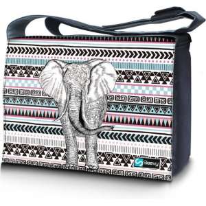 Messengertas / laptoptas 15,6 inch olifant en patroon - Sleevy - laptoptas - schooltas