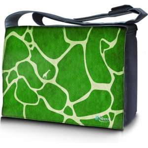 Sleevy 15,6 laptoptas / messenger tas groene giraffe print