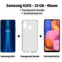 Samsung Galaxy A20s - 32GB - Blauw + Transparant Hoesje + Screenprotector van HGA