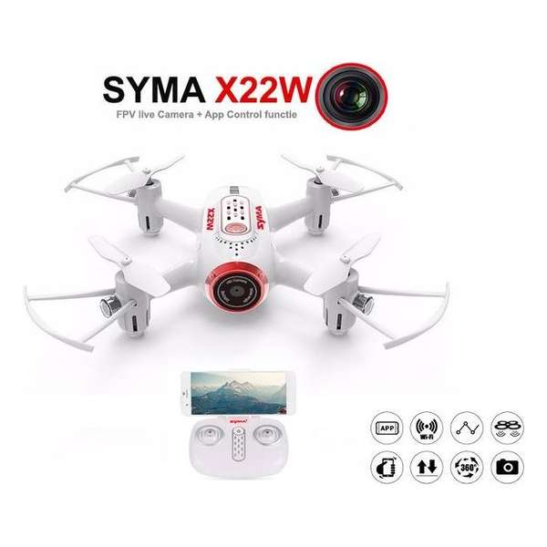 Syma X22W mini drone met WiFi FPV 720p camera + gratis pak batterijen!