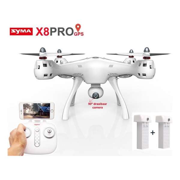 Syma X8 Pro drone met GPS - FPV live Draaibaar camera + extra accu