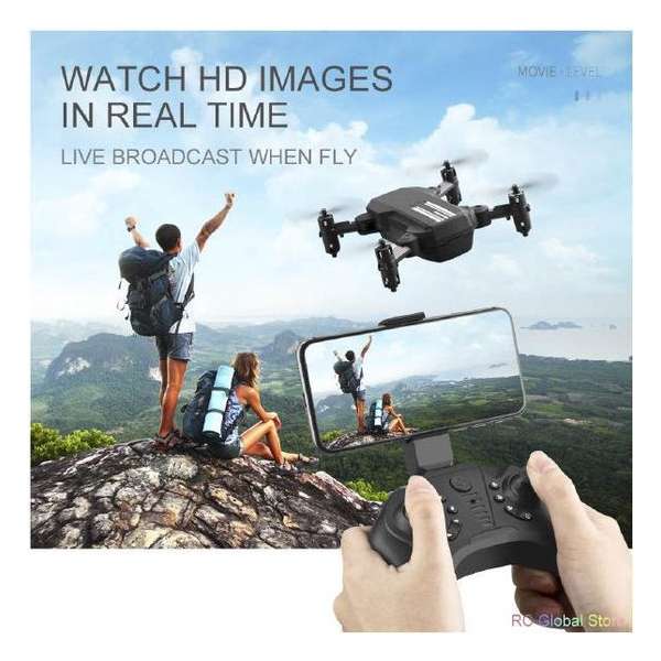 Mini Drone 4K HD Camera -Foto-Video-WiFi- 2 accu's -met 6 assige gyroscoop inklapbaar en opbergtas