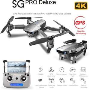 DrPhone - SG Pro X - 4K Drone 2x Camera 16MP - Stabilisator - 5GHZ tot 500M Vliegen - GPS - 50X Zoom - 2x Accu - Space Grey