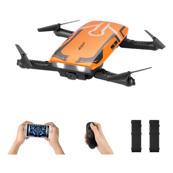 Helifar Drone H818 Oranje - 120° Wide Angle - 720P - App Control -  Incl. Extra Accu